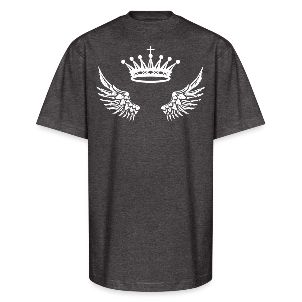 FlyA1 Crown Cross Wing Tee – Faith, Flight, Royalty - charcoal grey