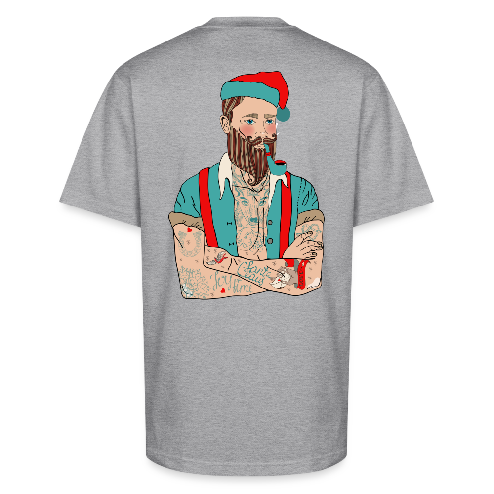 Tatted Santa Tee - Holiday Ink, Rebel Style - heather gray