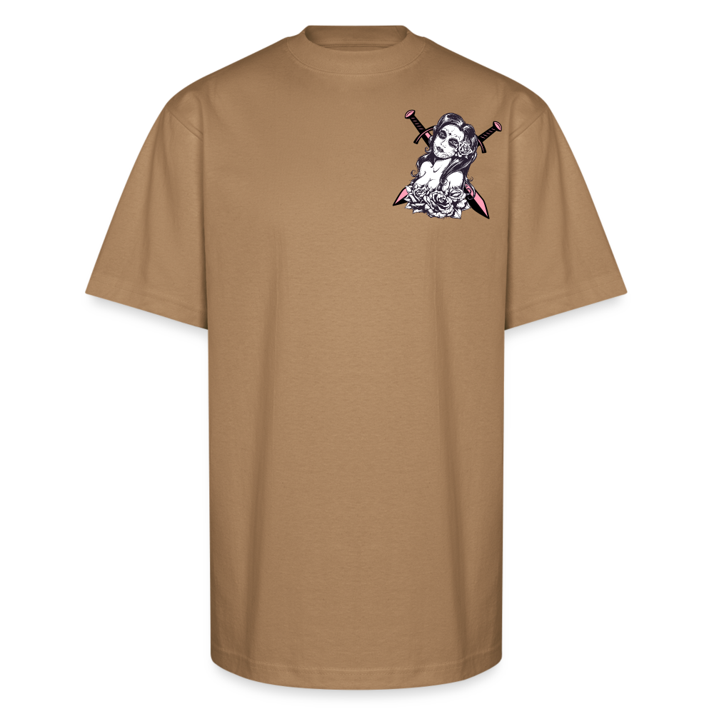 Deadly Rose Seduction Tee – Beauty Armed with Firepower - khaki