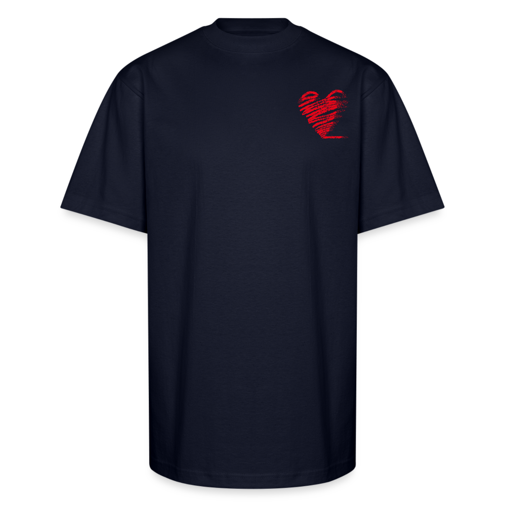 Heart & Graffiti Tee – "Drip Love, Fly High" - navy