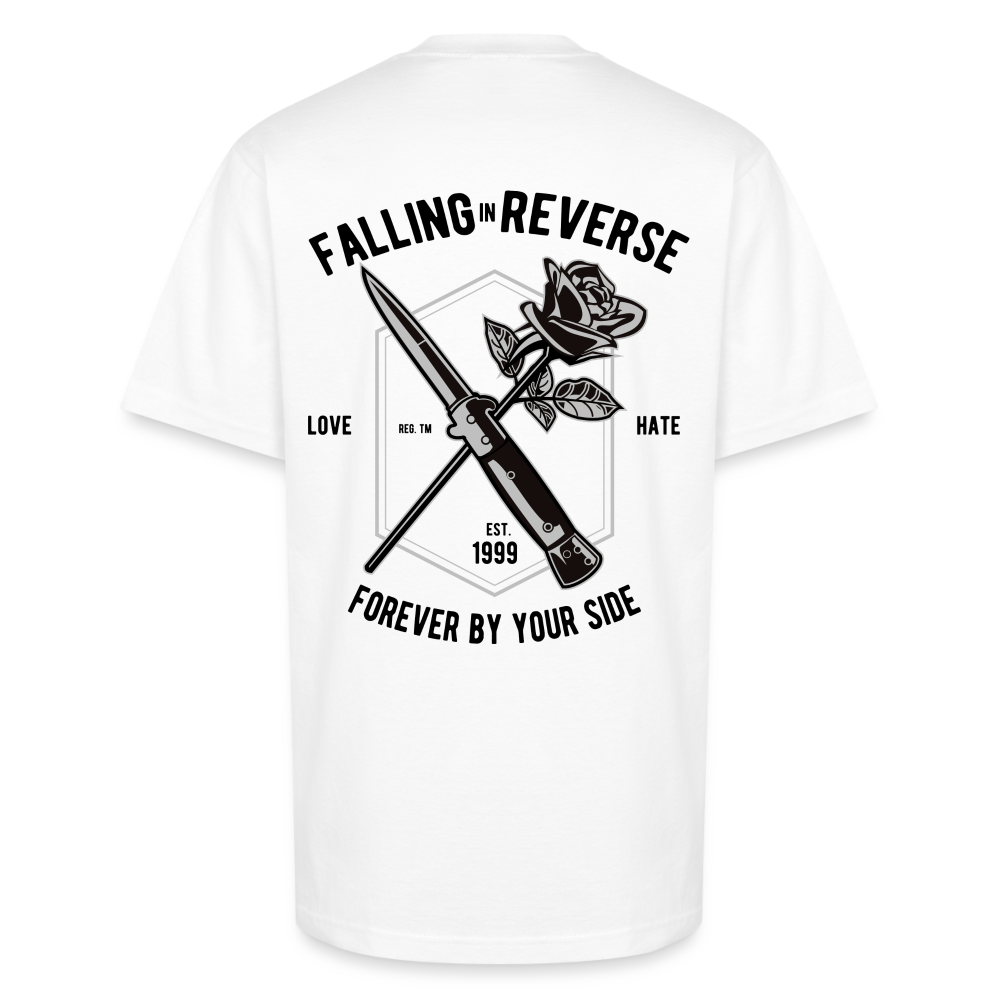 Forever Love-Hate Tee – A Blade’s Edge Between Passion and Power - white