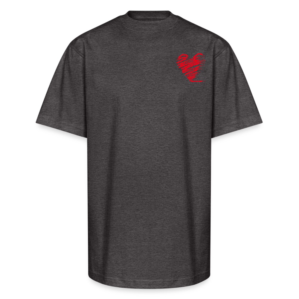 Heart & Graffiti Tee – "Drip Love, Fly High" - charcoal grey