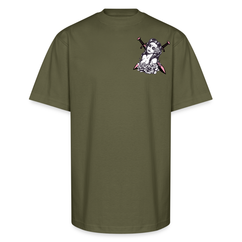 Deadly Rose Seduction Tee – Beauty Armed with Firepower - classic olive