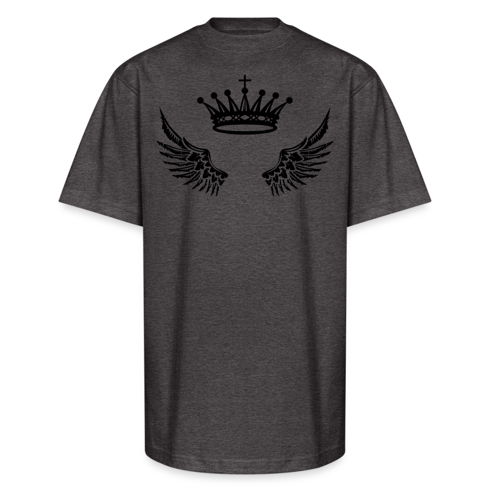 FlyA1 Crown Cross Wing Tee – Faith, Flight, Royalty - charcoal grey