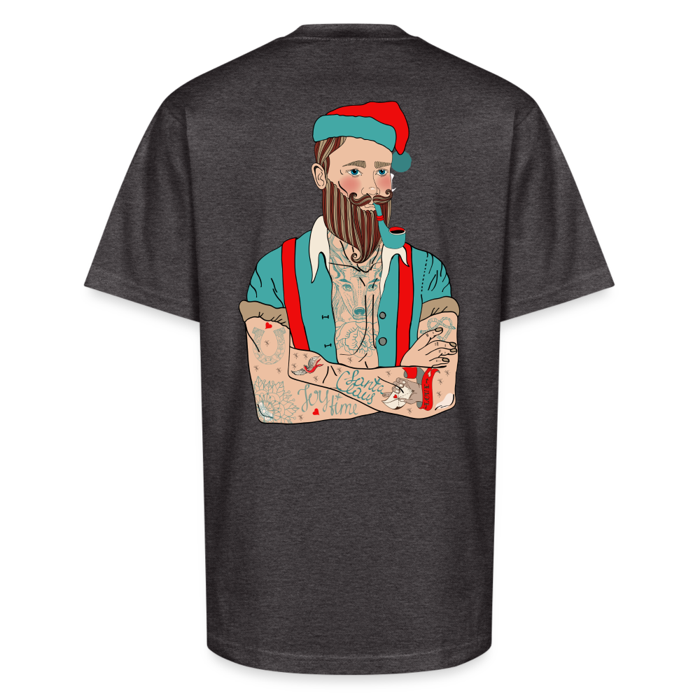 Tatted Santa Tee - Holiday Ink, Rebel Style - charcoal grey