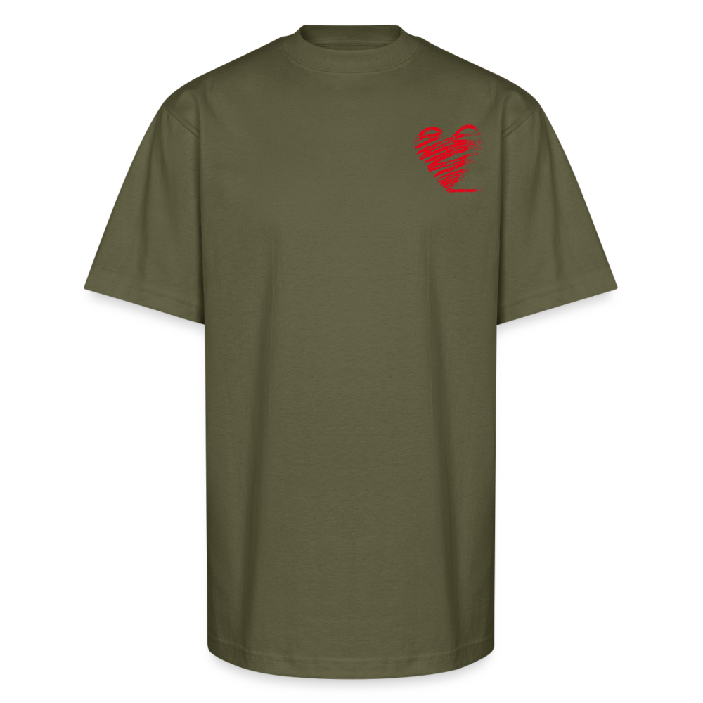 Heart & Graffiti Tee – "Drip Love, Fly High" - classic olive