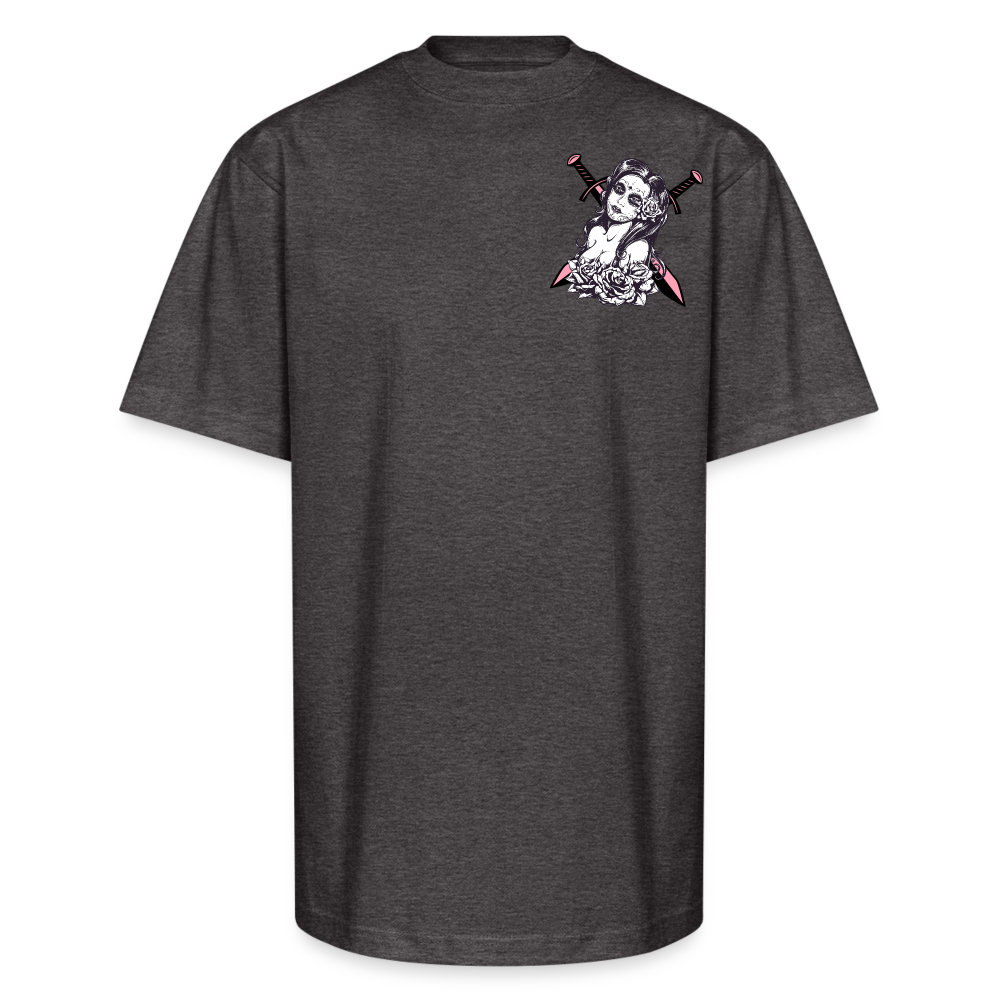 Deadly Rose Seduction Tee – Beauty Armed with Firepower - charcoal grey