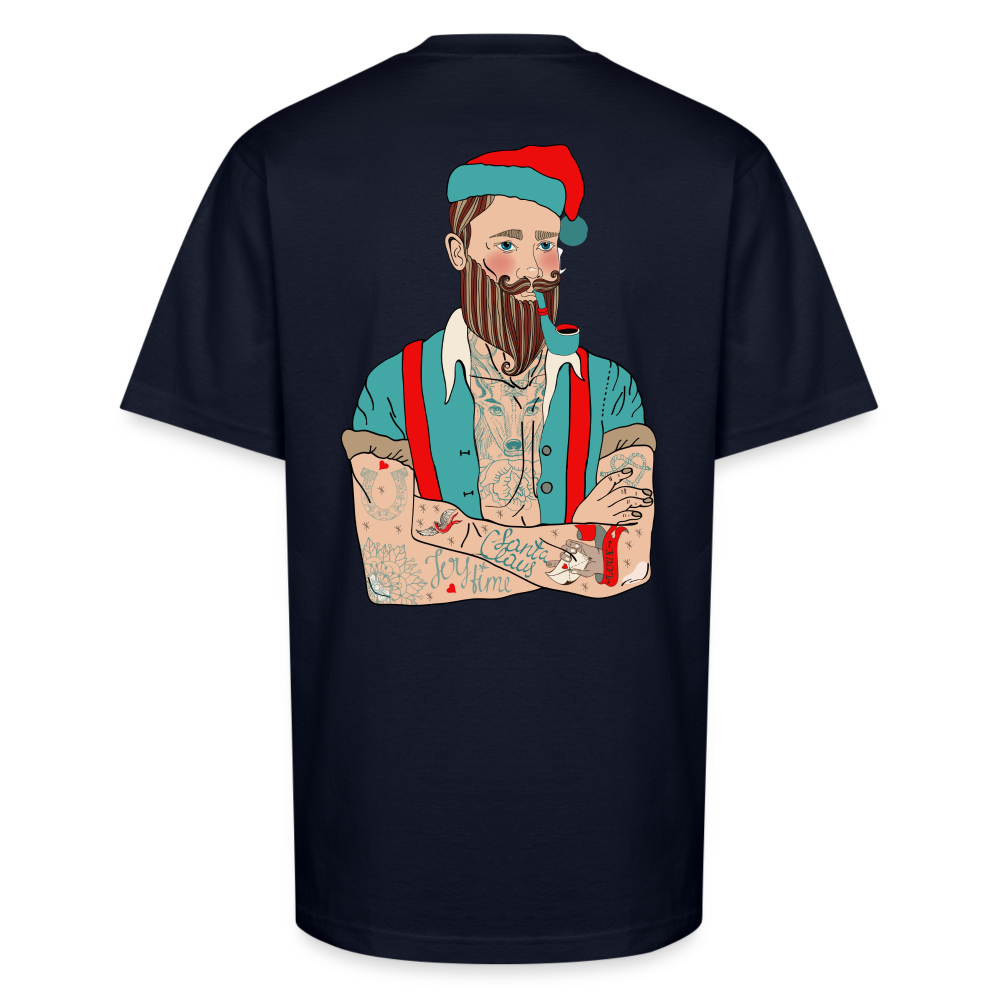 Tatted Santa Tee - Holiday Ink, Rebel Style - navy