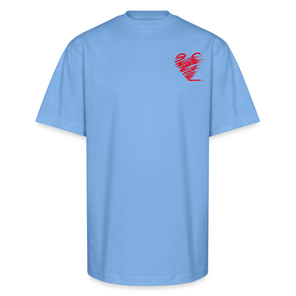 Heart & Graffiti Tee – "Drip Love, Fly High" - sky blue