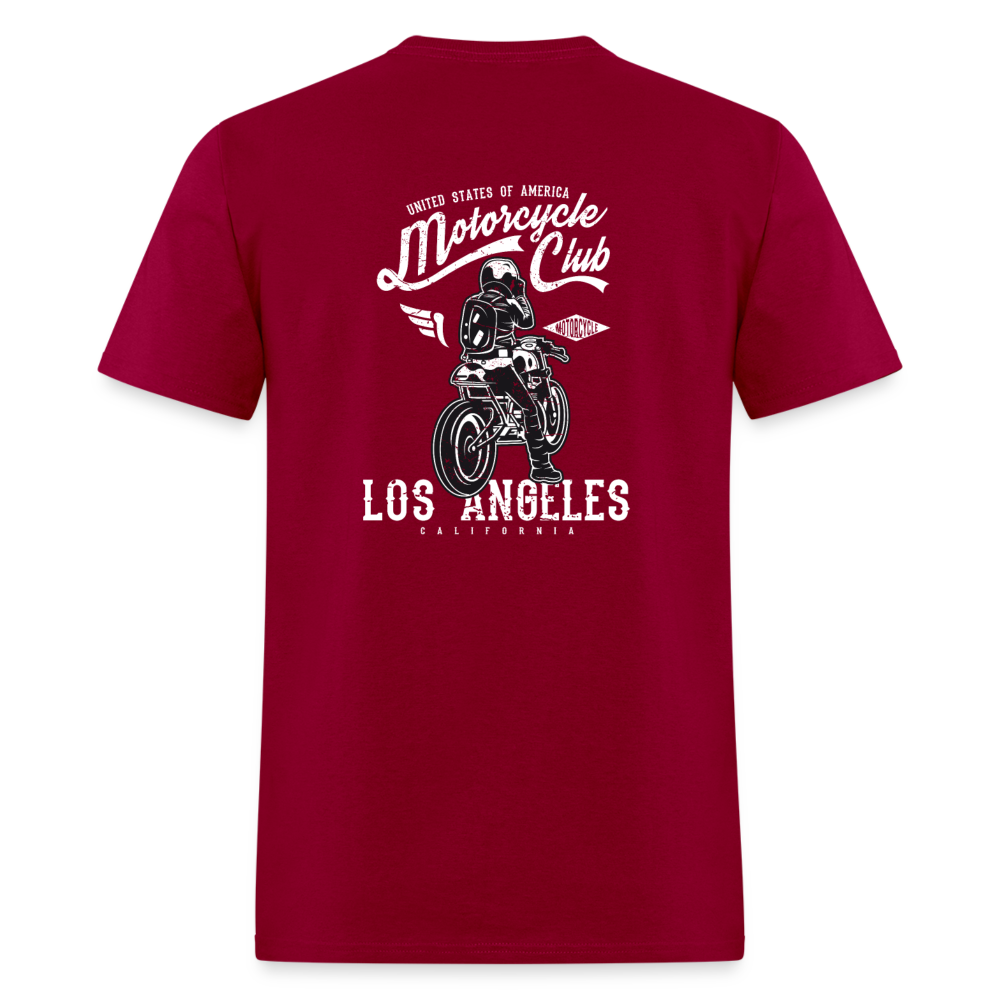 Los Angeles Motorcycle Club Tee – Ride Hard, Live Bold - dark red