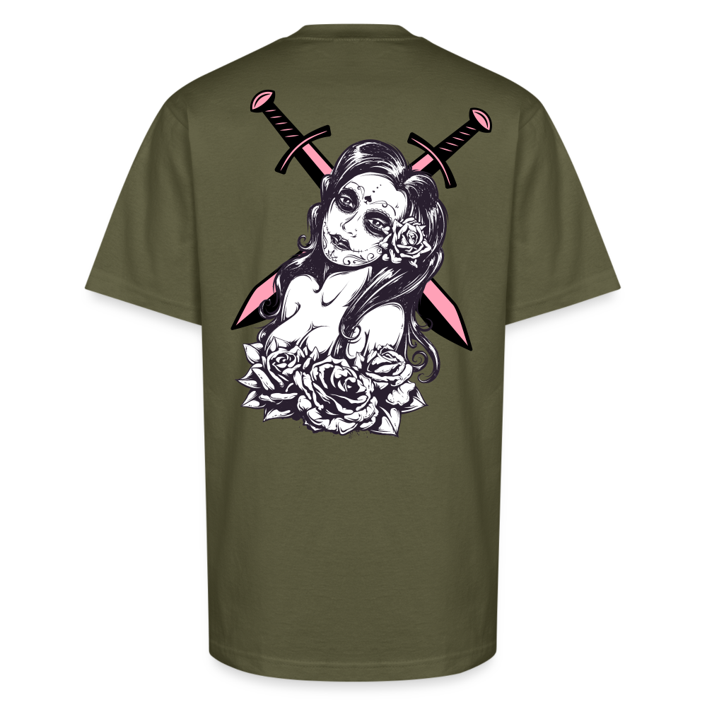 Deadly Rose Seduction Tee – Beauty Armed with Firepower - classic olive